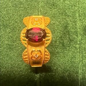 Elegant Gold and purple garnet Gemstone Ring size 9